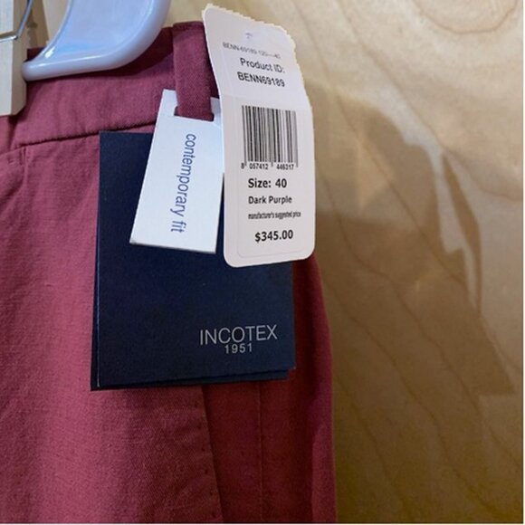 NEW $345 Incotex Chino Lino Linen & Cotton Pants!  38 x 30  Berry Purple - Picture 4 of 4
